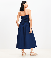 Strapless Poplin Mixed Media Pocket Dress carousel Product Image 2