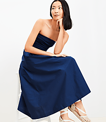 Strapless Poplin Mixed Media Pocket Dress carousel Product Image 3