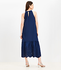 Eyelet Poplin Mixed Media Maxi Halter Dress carousel Product Image 3