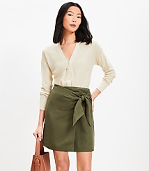 Linen Blend Mini Wrap Skirt carousel Product Image 1