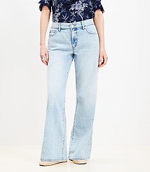 Petite Curvy Mid Rise Wide Leg Jeans in Light Wash carousel Product Image 1