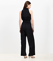 Linen Blend Halter Jumpsuit carousel Product Image 3