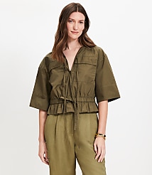 Poplin Safari Peplum Top carousel Product Image 3