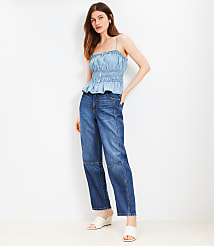 Chambray Ruffle Smocked Button Cami carousel Product Image 1