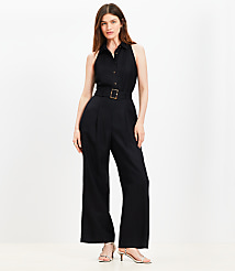 Linen Blend Halter Jumpsuit carousel Product Image 1