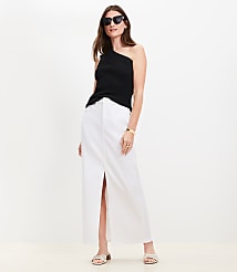 Petite Denim Maxi Skirt in White carousel Product Image 1