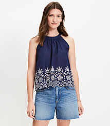 Daisy Eyelet Scalloped Halter Top carousel Product Image 2