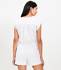 LOFT Beach Linen Cotton Drawstring Hem Top carousel Product Image 3
