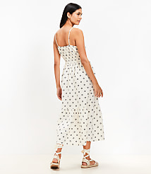 Dotted Tie Linen Blend Strappy Midi Dress carousel Product Image 3