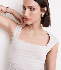 Petite LOFT Versa 360 Knit Ruched Square Neck Bodysuit carousel Product Image 4