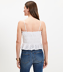 Eyelet Ruffle Smocked Button Cami carousel Product Image 3