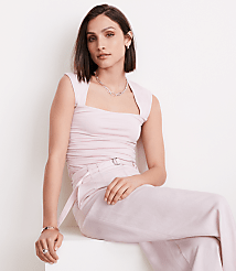 Petite LOFT Versa 360 Knit Ruched Square Neck Bodysuit carousel Product Image 4