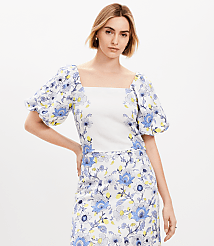 Garden Linen Blend Bubble Sleeve Top carousel Product Image 2
