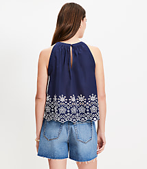 Daisy Eyelet Scalloped Halter Top carousel Product Image 3