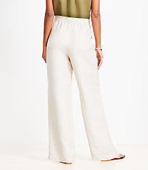 Petite Pull On Straight Pants in Linen Blend carousel Product Image 3