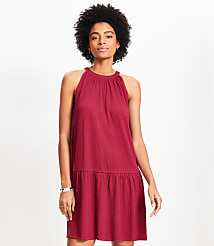 Petite Crinkle Flounce Mini Halter Dress carousel Product Image 2
