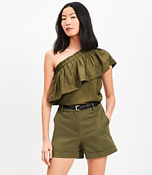 Striped Ruffle One Shoulder Top carousel Product Image 2