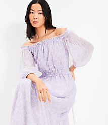 Floral Balloon Sleeve Off The Shoulder Midi Dress carousel Product Image 1