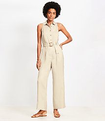 Petite Linen Blend Halter Jumpsuit carousel Product Image 1