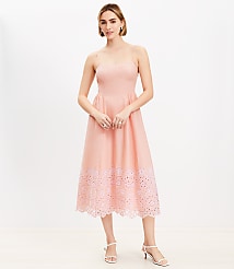 Petite Daisy Eyelet Sweetheart Strappy Midi Dress carousel Product Image 1