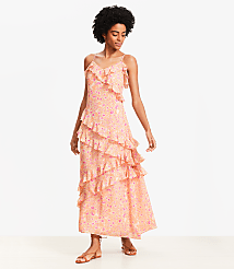 Floral Ruffle Strappy Maxi Dress carousel Product Image 1
