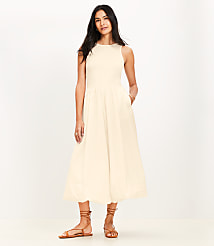Petite Poplin Bubble Mixed Media Midi Dress carousel Product Image 1