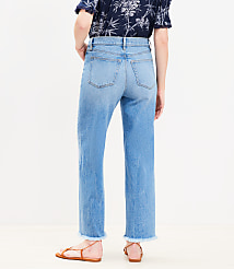 Petite Frayed High Rise Wide Leg Crop Jeans in White carousel Product Image 2