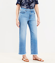 Frayed High Rise Wide Leg Crop Jeans in Light Wash carousel Product Image 3