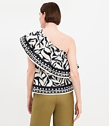 Petite Fern Poplin Ruffle One Shoulder Top carousel Product Image 3