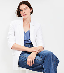 Petite Oversized Linen Cotton Modern Blazer carousel Product Image 1