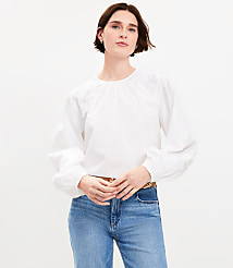 Petite Lace Poplin Tie Back Blouse carousel Product Image 2