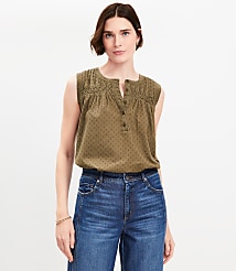 Pleated Yoke Mixed Media Top carousel Product Image 1