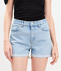 Flip Hem High Rise Cut Off Denim Shorts in Light Vintage Indigo Wash carousel Product Image 2