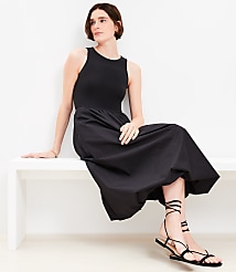 Poplin Bubble Mixed Media Midi Dress carousel Product Image 2