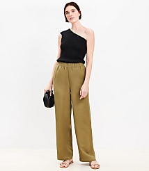 Pull On Straight Pants in Linen Blend carousel Product Image 1
