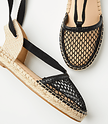 Mesh Lace Up Flat Espadrilles carousel Product Image 2