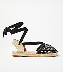 Mesh Lace Up Flat Espadrilles carousel Product Image 1