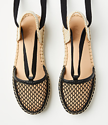 Mesh Lace Up Flat Espadrilles carousel Product Image 3
