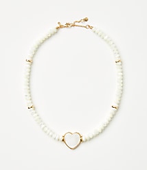 Mother Of Pearl Heart Beaded Statement Necklace carousel Product Image 1