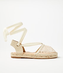 Mesh Lace Up Flat Espadrilles carousel Product Image 1