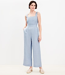Linen Blend Square Neck Jumpsuit carousel Product Image 1