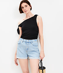 Flip Hem High Rise Cut Off Denim Shorts in Light Vintage Indigo Wash carousel Product Image 1