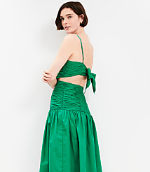 Poplin Cutout Tie Back Ruched Midi Dress carousel Product Image 2