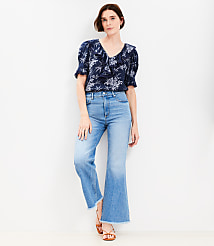 Frayed High Rise Wide Leg Crop Jeans in Light Wash carousel Product Image 1