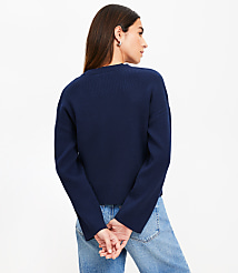 Ribbed Wide Sleeve V-Neck Cardigan carousel Product Image 3
