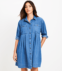 Tall Chambray Pleated Mini Pocket Dress carousel Product Image 2