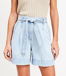 Chambray Belted Shorts carousel Product Image 2
