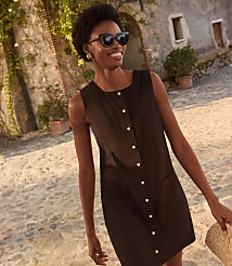 Linen Blend Button Mini Pocket Dress carousel Product Image 1