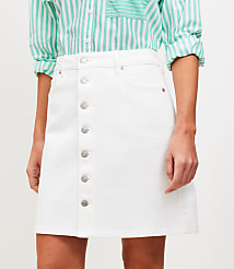 Button Denim Mini Skirt in White carousel Product Image 2