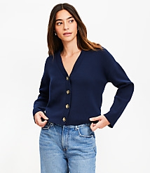 Ribbed Wide Sleeve V-Neck Cardigan carousel Product Image 1